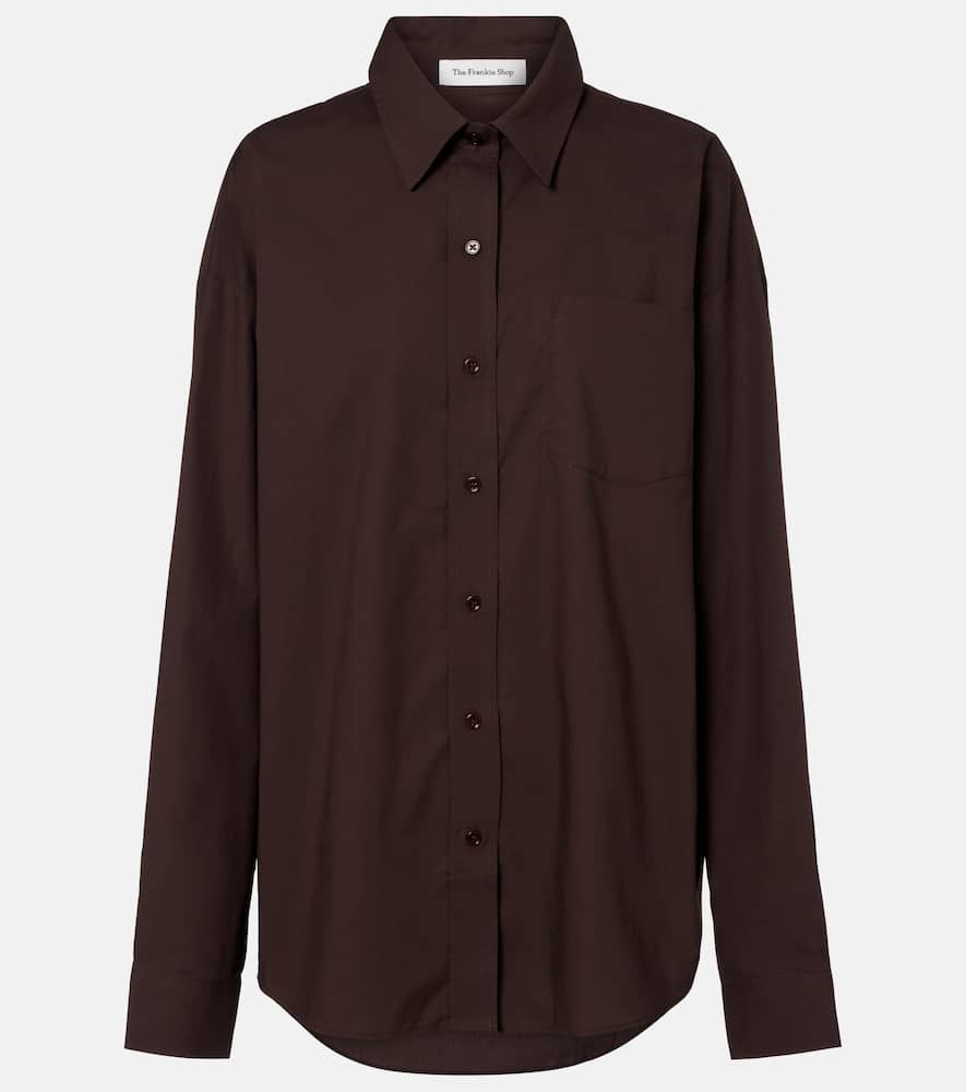 The Frankie Shop Ornella Oversized Cotton Shirt In Brown