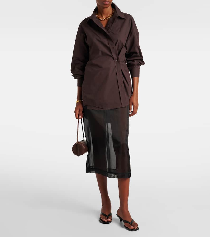 The Frankie Shop Ornella Oversized Cotton Shirt In Brown