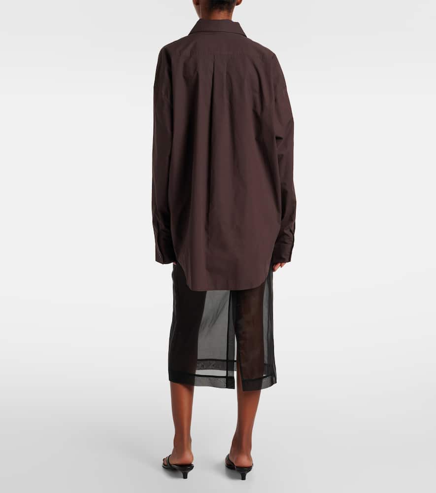 The Frankie Shop Ornella Oversized Cotton Shirt In Brown
