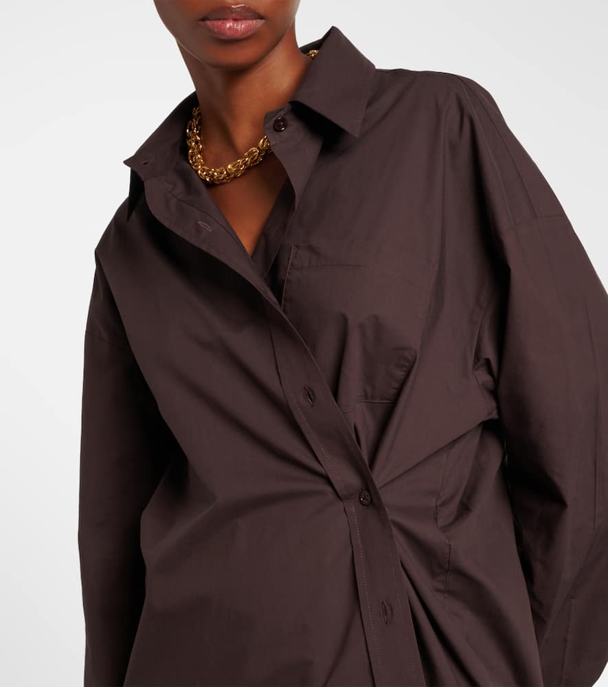 The Frankie Shop Ornella Oversized Cotton Shirt In Brown