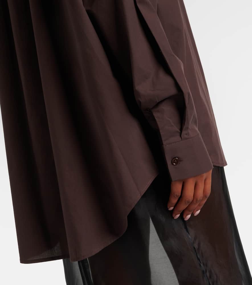 The Frankie Shop Ornella Oversized Cotton Shirt In Brown