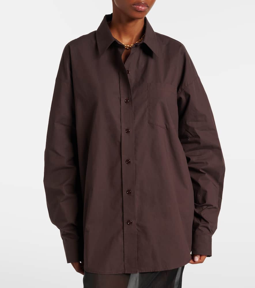 The Frankie Shop Ornella Oversized Cotton Shirt In Brown