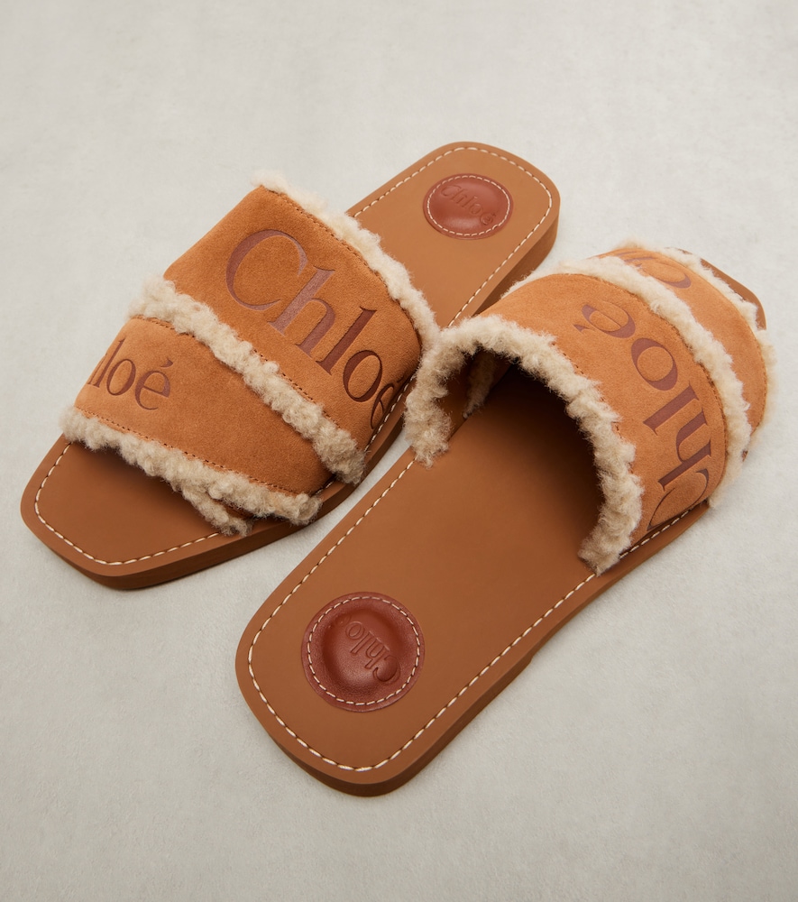  Chloe Chloe Woody Logo Suede Slides 