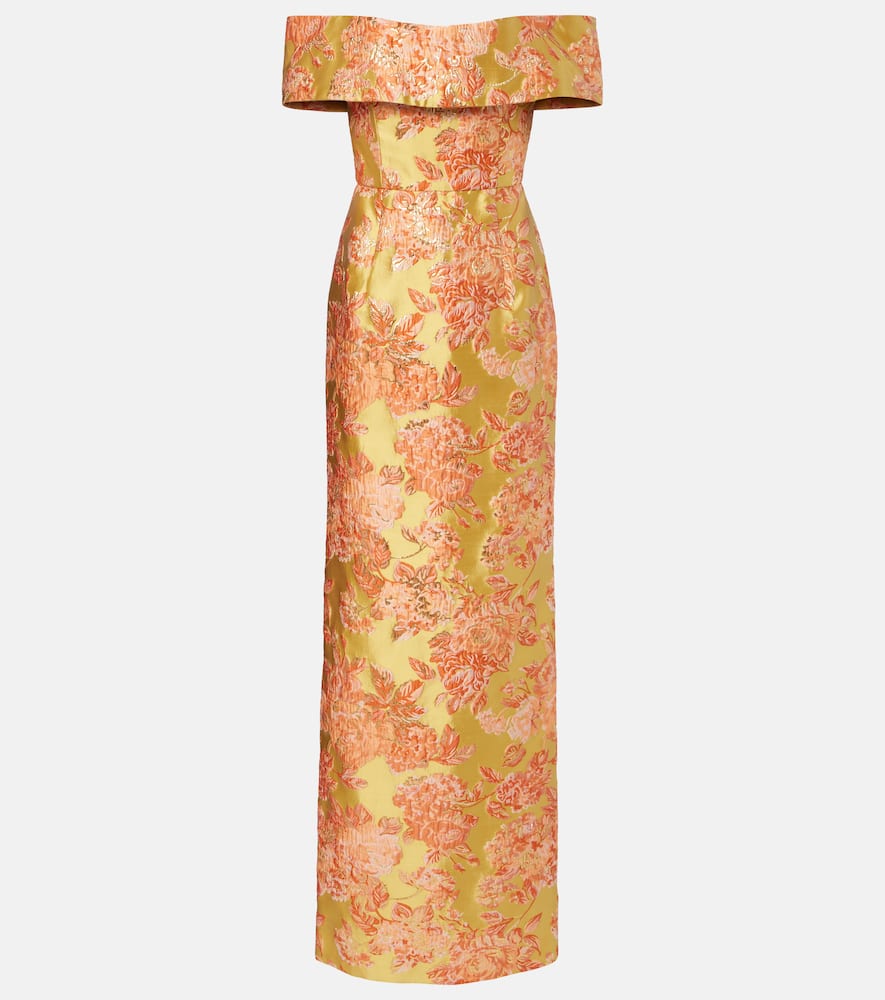 Markarian Clover Embellished Floral Gown In Yellow
