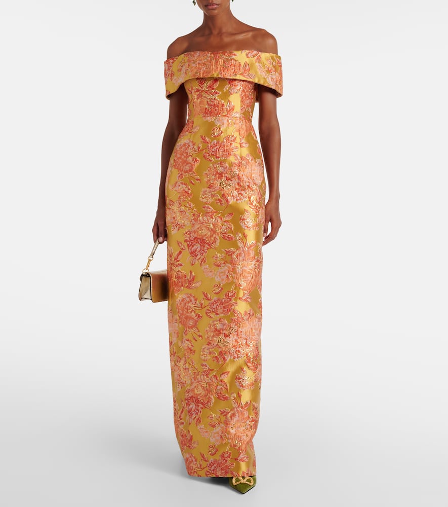 Markarian Clover Embellished Floral Gown In Yellow