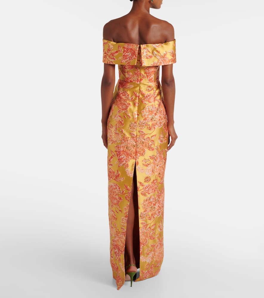 Markarian Clover Embellished Floral Gown In Yellow