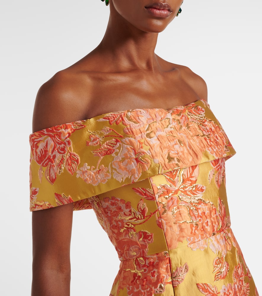 Markarian Clover Embellished Floral Gown In Yellow