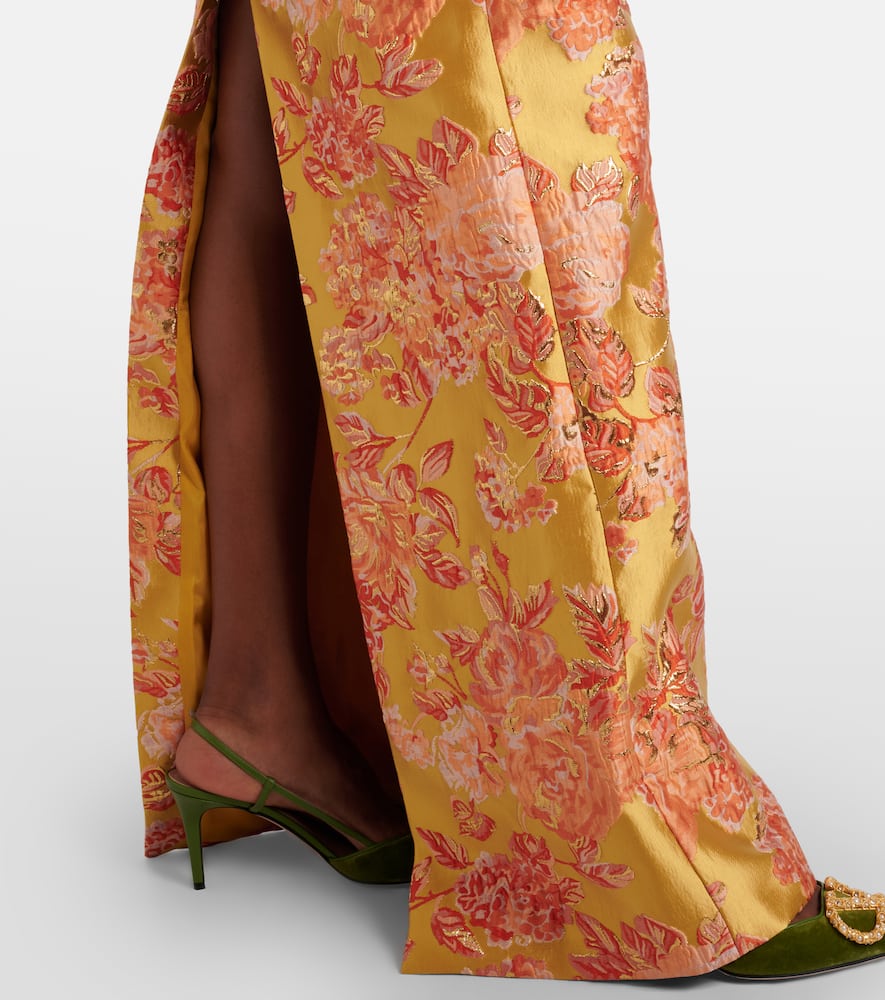 Markarian Clover Embellished Floral Gown In Yellow