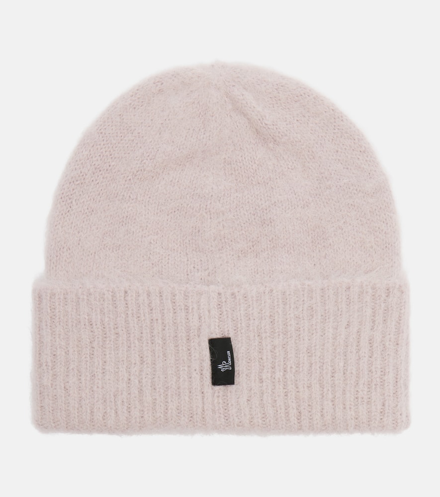 Moncler Logo Alpaca Wool-blend Beanie In Pink