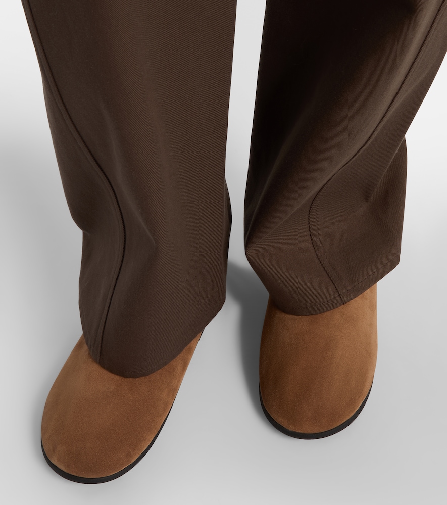 Christen Big Bootie shearling-trimmed suede slip-on shoes