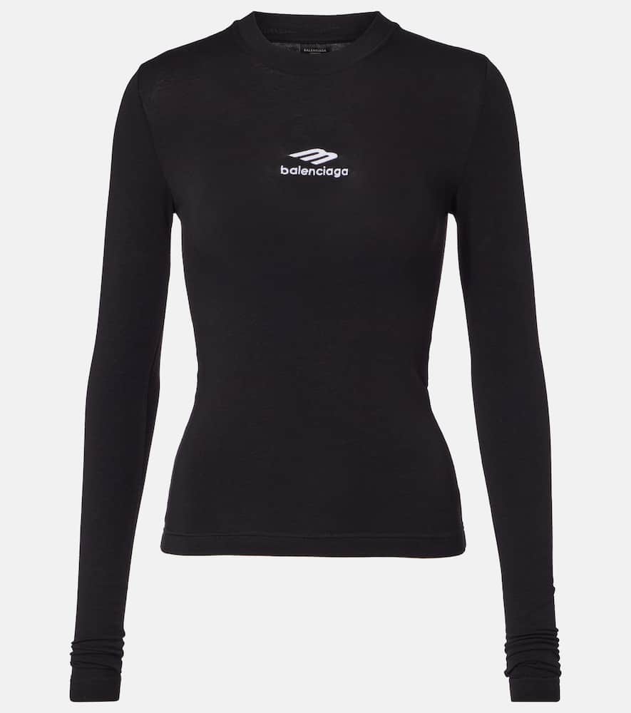 Balenciaga 3b Sports Icon Jersey Top In Black
