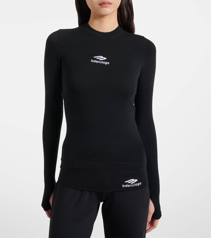 Balenciaga 3b Sports Icon Jersey Top In Black