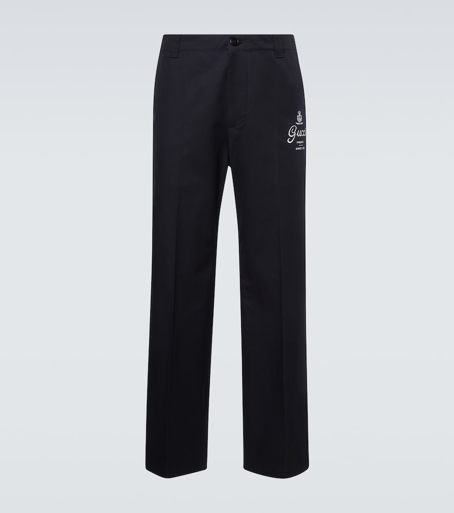 Gucci Printed cotton twill straight pants