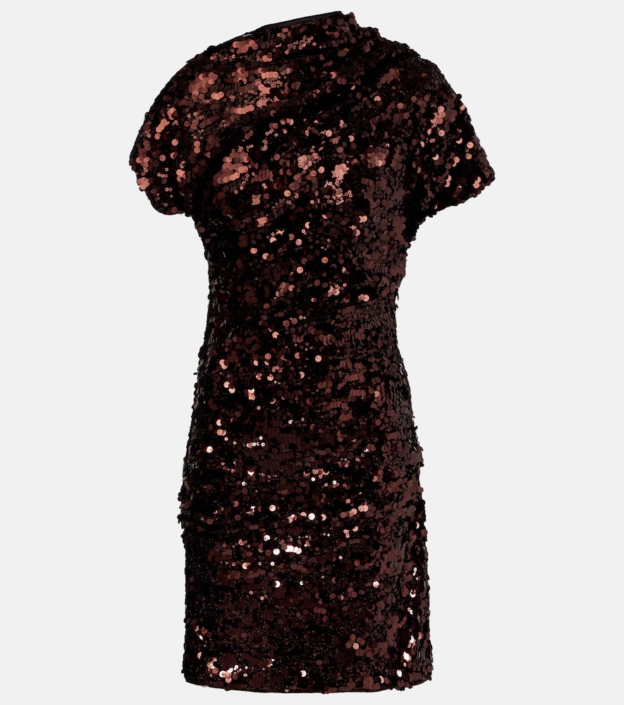 Ganni Women's Brown Sequined Asymmetric Minidress UK Size 8 - Mytheresa