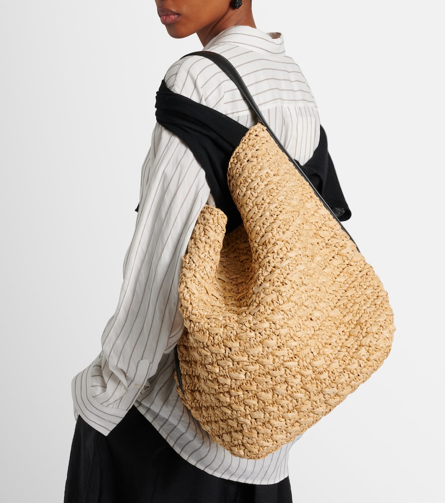 Raffia And Paper Bucket Bag