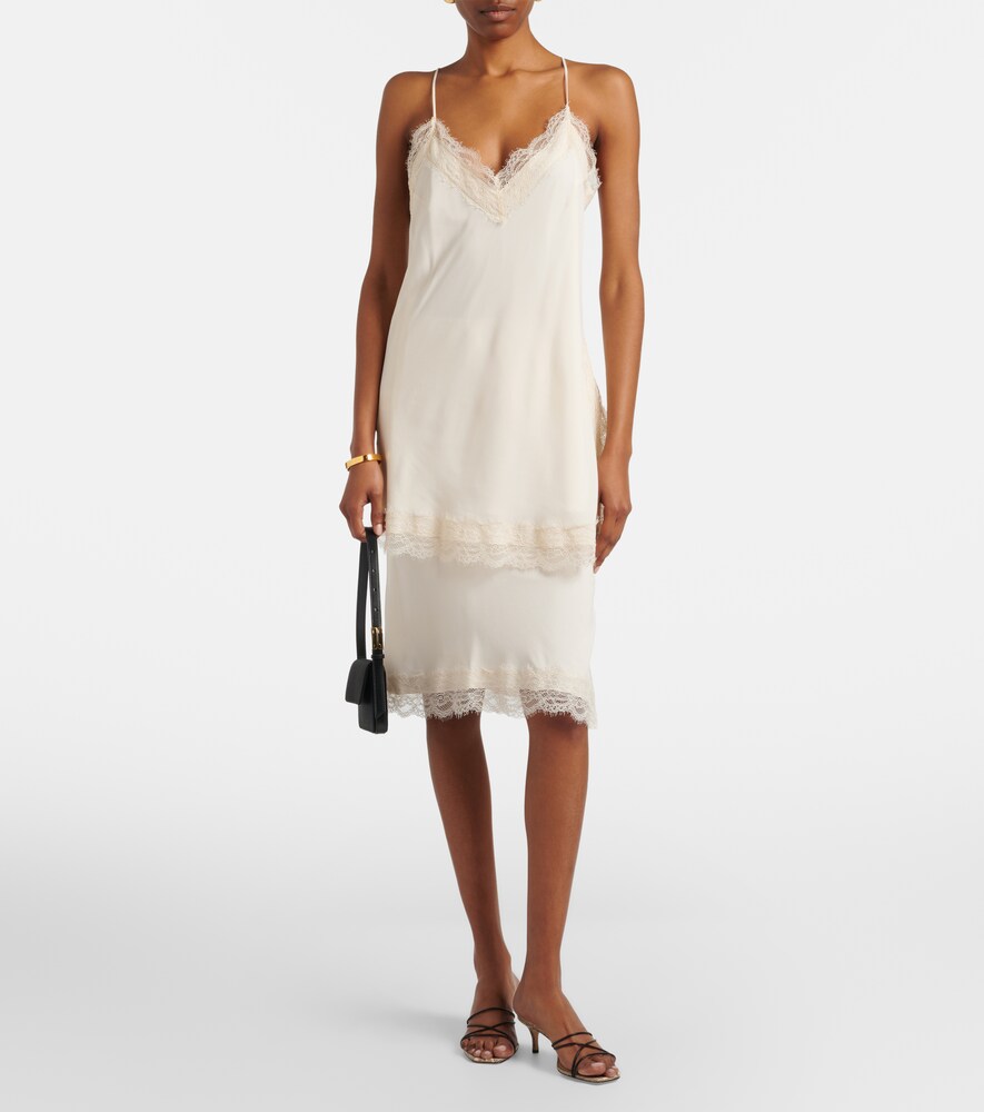 Róhe Lace-trimmed satin slip skirt