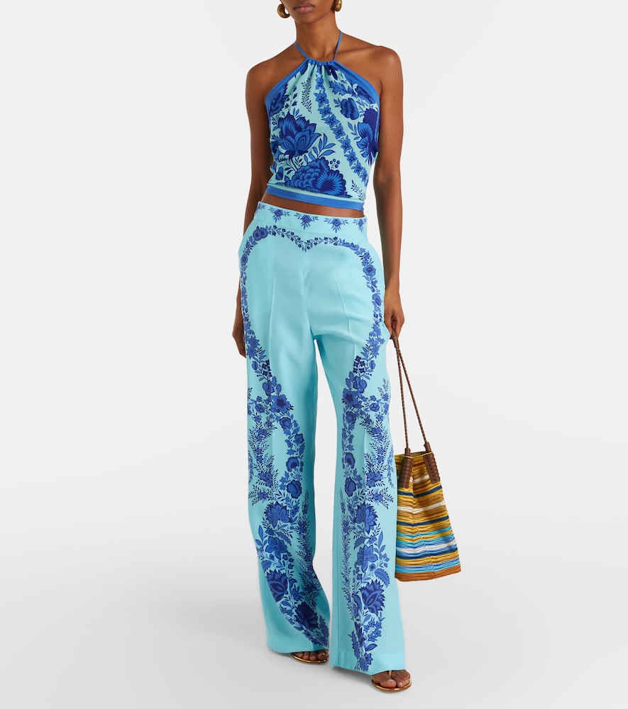 Etro Floral silk straight pants