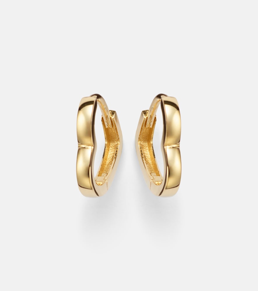 Stone and Strand Heart 14kt gold huggie earrings