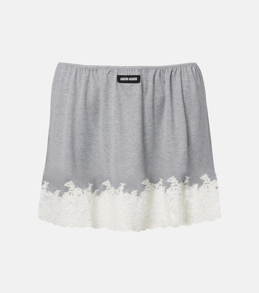 Miu Miu Lace-trimmed silk miniskirt