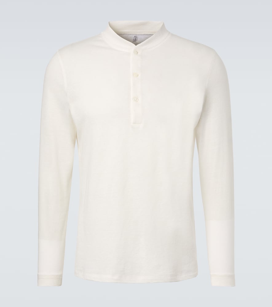 Top in lino e cotone con bottoni