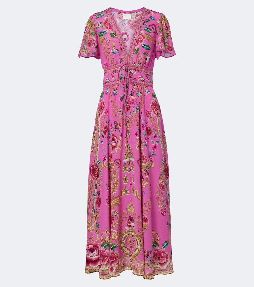 Verziertes Midikleid aus Seide