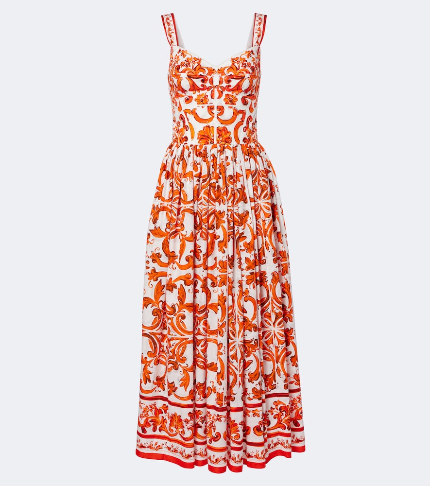 Dolce&Gabbana Women's Orange Majolica Cotton Poplin Maxi Dress UK Size 6 - Mytheresa