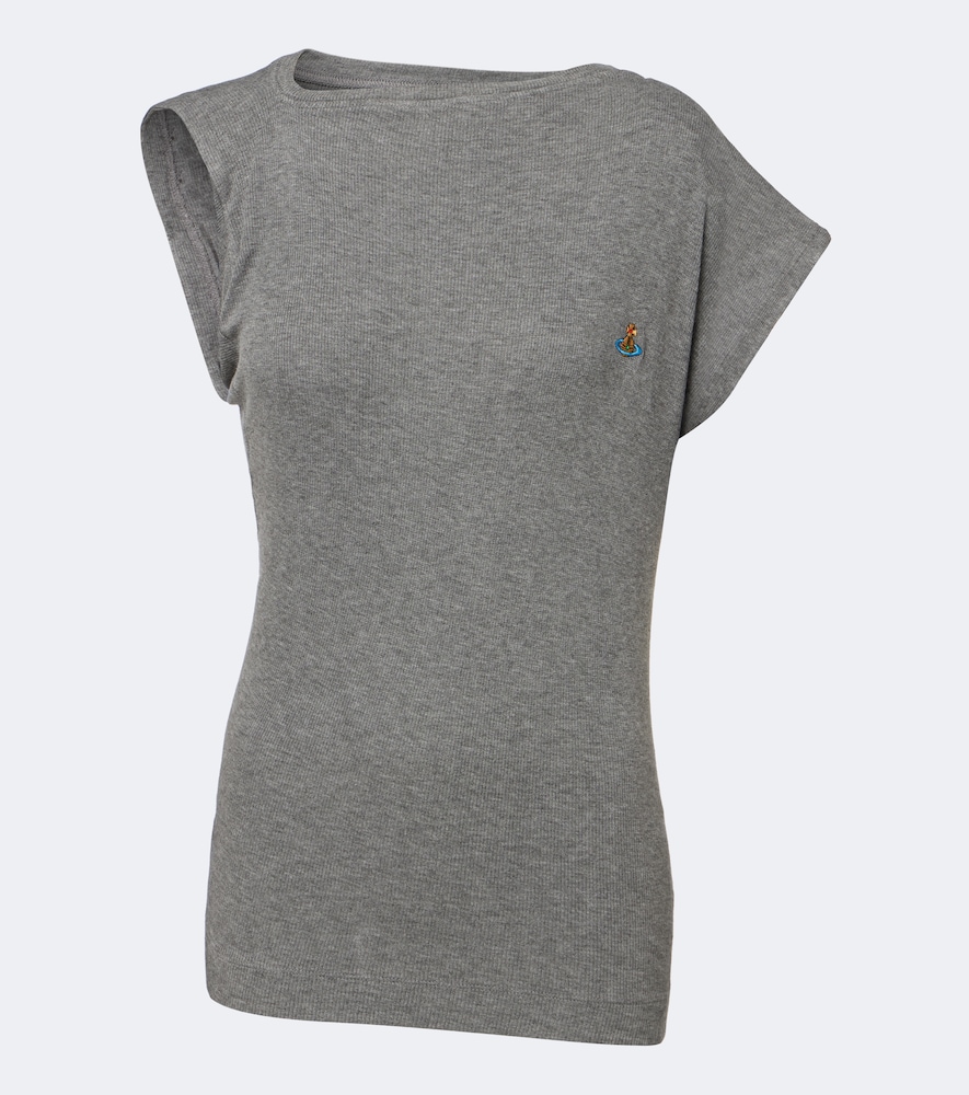 Top asimmetrico Hebo in maglia a coste
