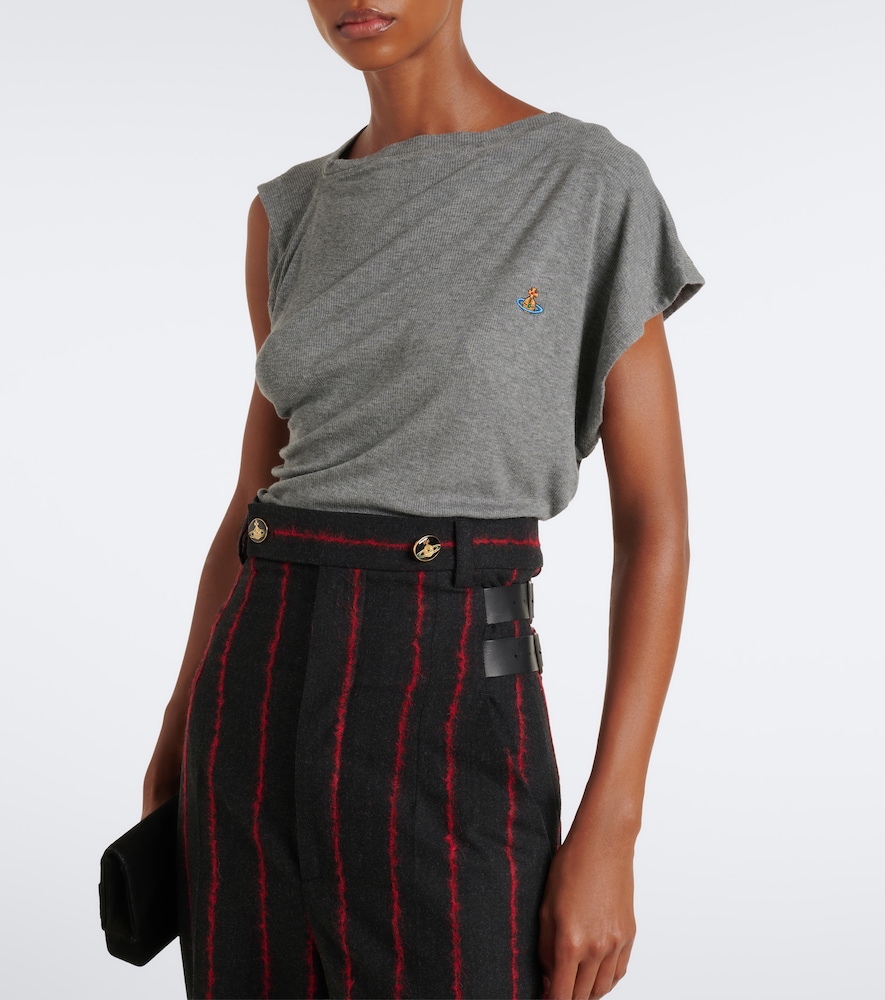 Hebo Asymmetric Ribbed-Knit Top