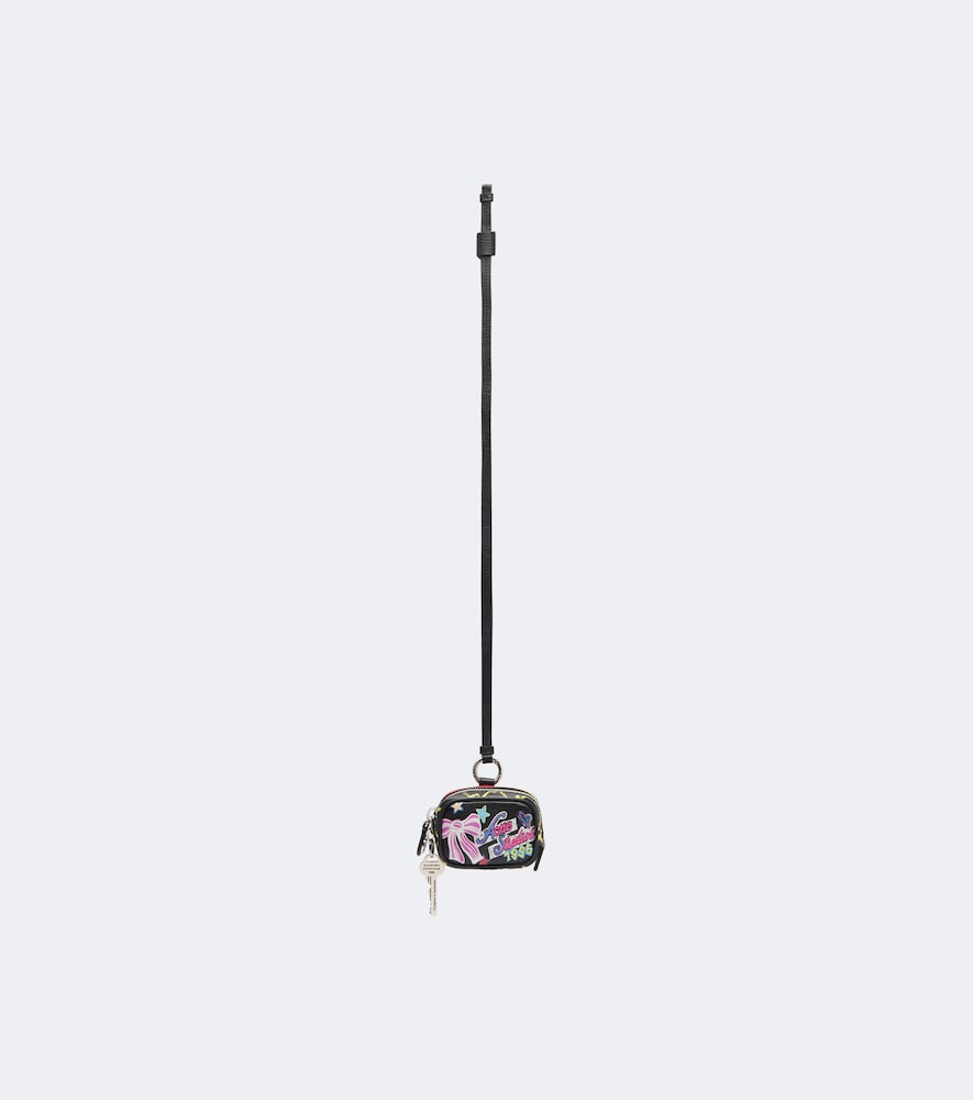 Acne Studios Camero Clip Printed Leather Earphones Case In Black