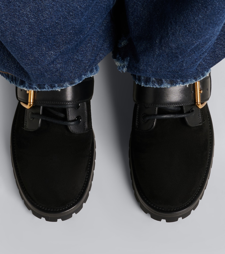 Dolce&Gabbana Suede Leather-Trimmed Lace-Up Boots