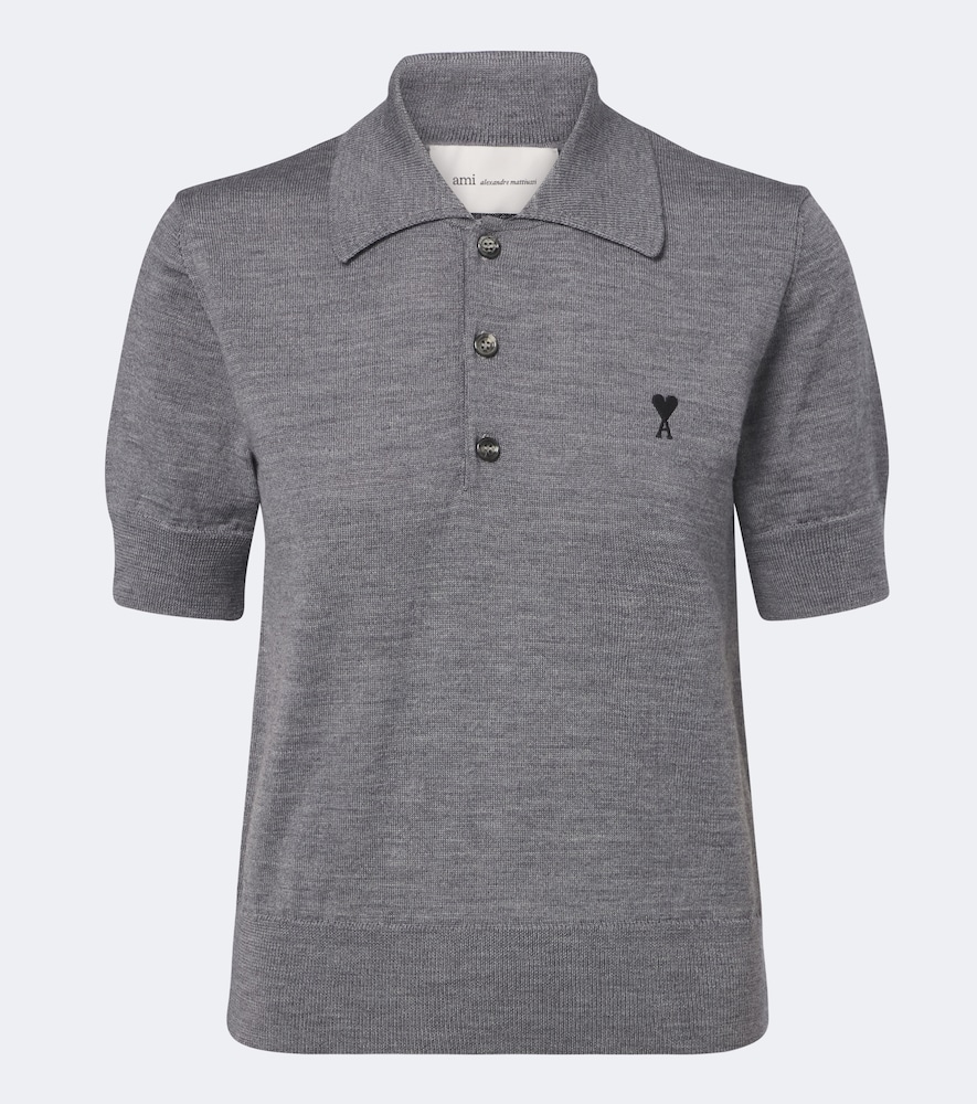 AMI Paris Ami Paris Ami de Coeur wool polo shirt　Ami Paris Ami de Coeur ウール ポロシャツ