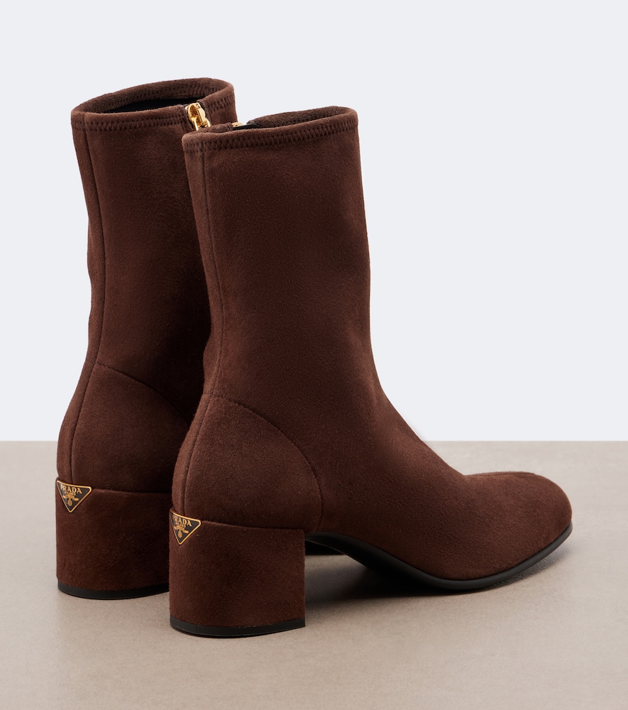 Prada Suede Ankle Boots In Brown