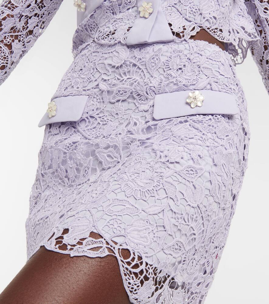 Shop Self-portrait Guipure Lace Miniskirt In Lilac