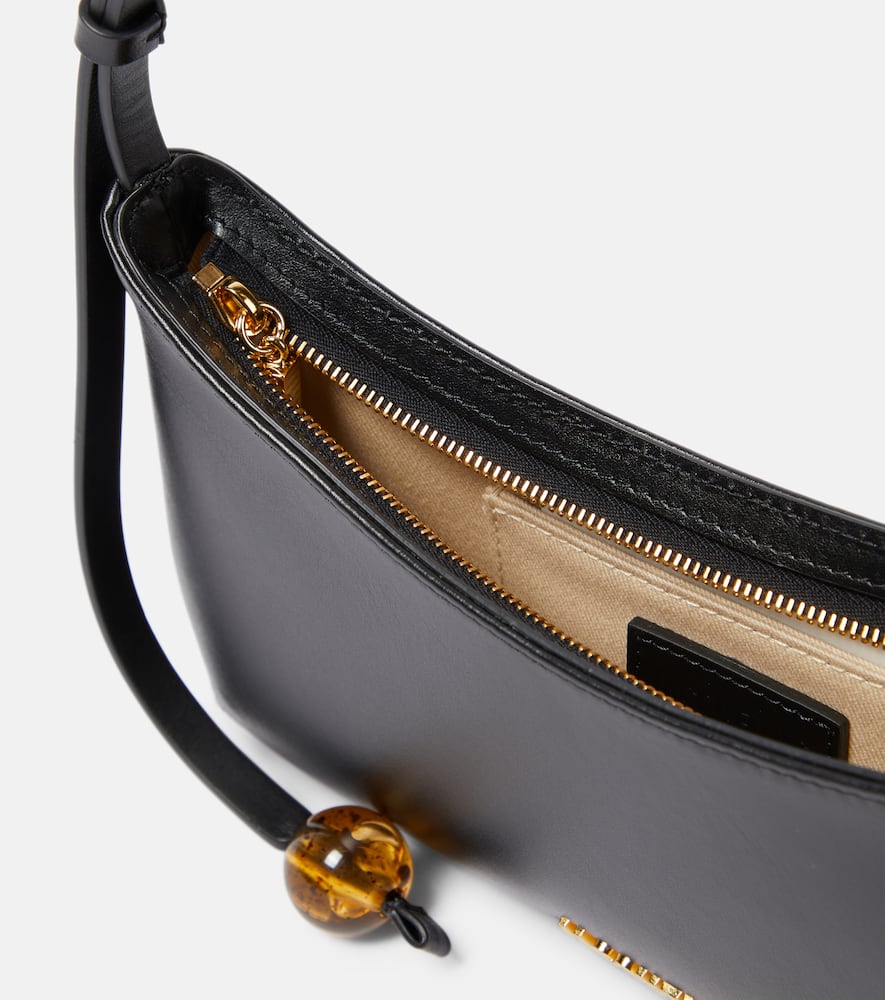 Shop Jacquemus Le Bisou Perle Small Leather Shoulder Bag In Black