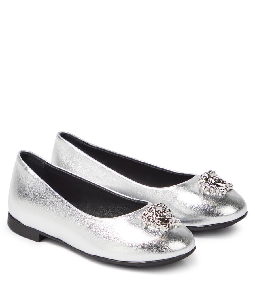 Versace Kids La Medusa metallic leather ballet flats