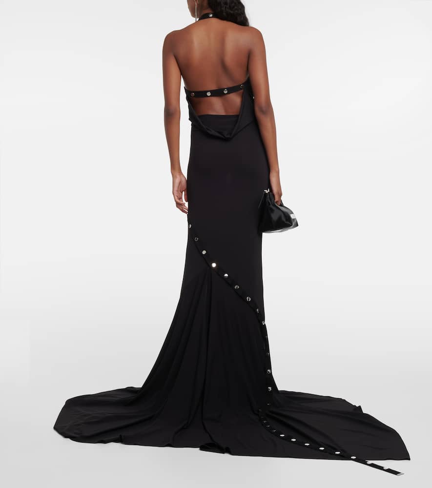 Shop Attico Jersey Maxi Dress In Black