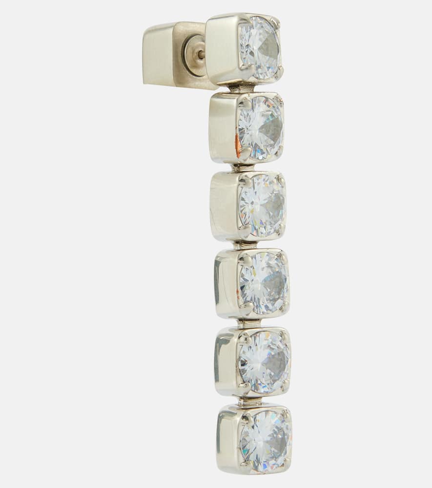 Shop Jil Sander Crystal-embellished Drop Earrings In Silver