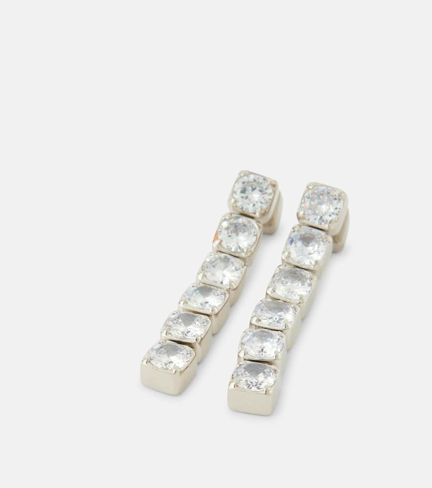 Shop Jil Sander Crystal-embellished Drop Earrings In Silver