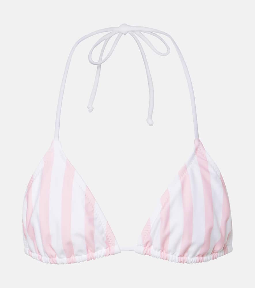 Bananhot Striped Bikini Top In White