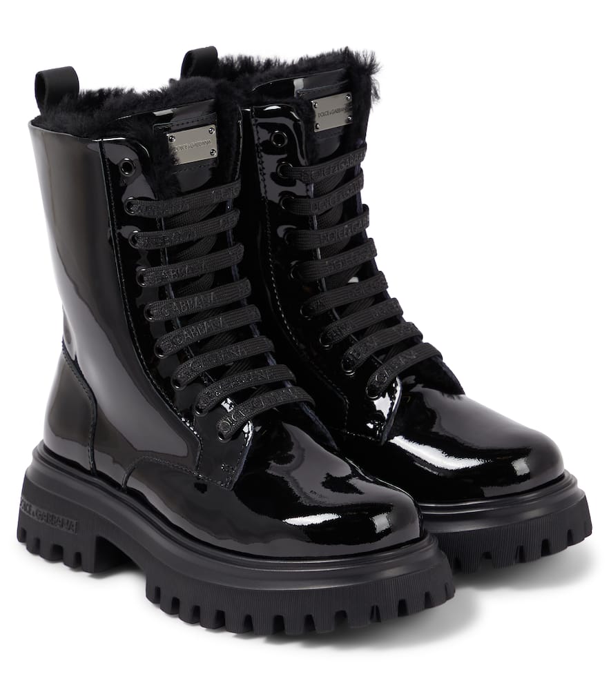 Dolce & Gabbana Patent Leather Boots In Black