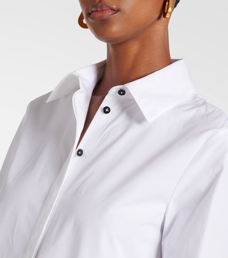 Gathered cotton poplin shirt dress