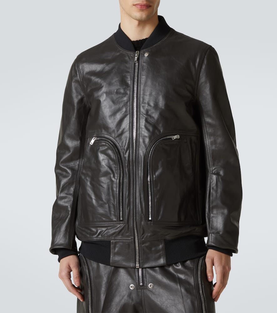 Rick Owens Bauhaus Flight Leather Bomber Jacket In Black