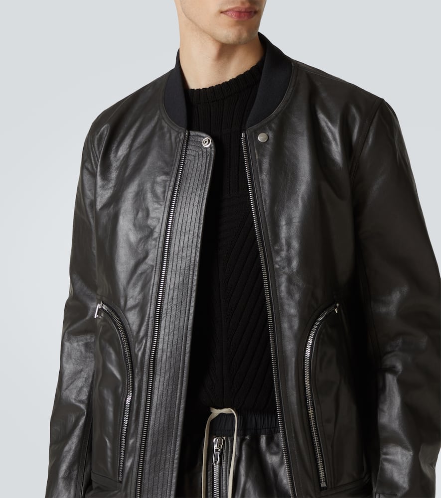 Rick Owens Bauhaus Flight Leather Bomber Jacket In Black