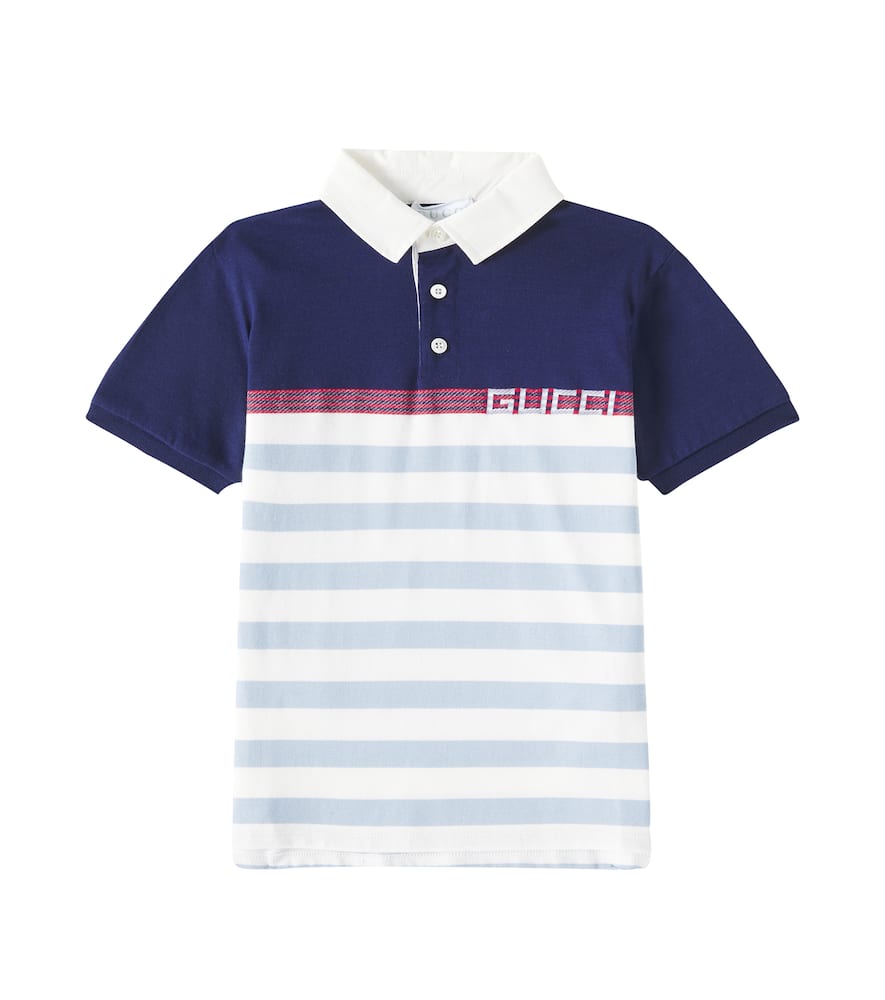 Gucci Cotton Polo Shirt In Navy/red/mix