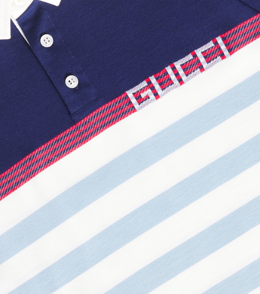 Gucci Cotton Polo Shirt In Navy/red/mix