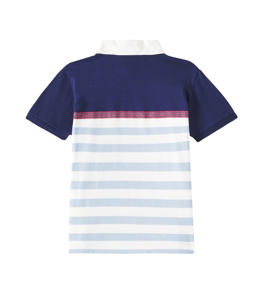 Gucci Cotton Polo Shirt In Navy/red/mix