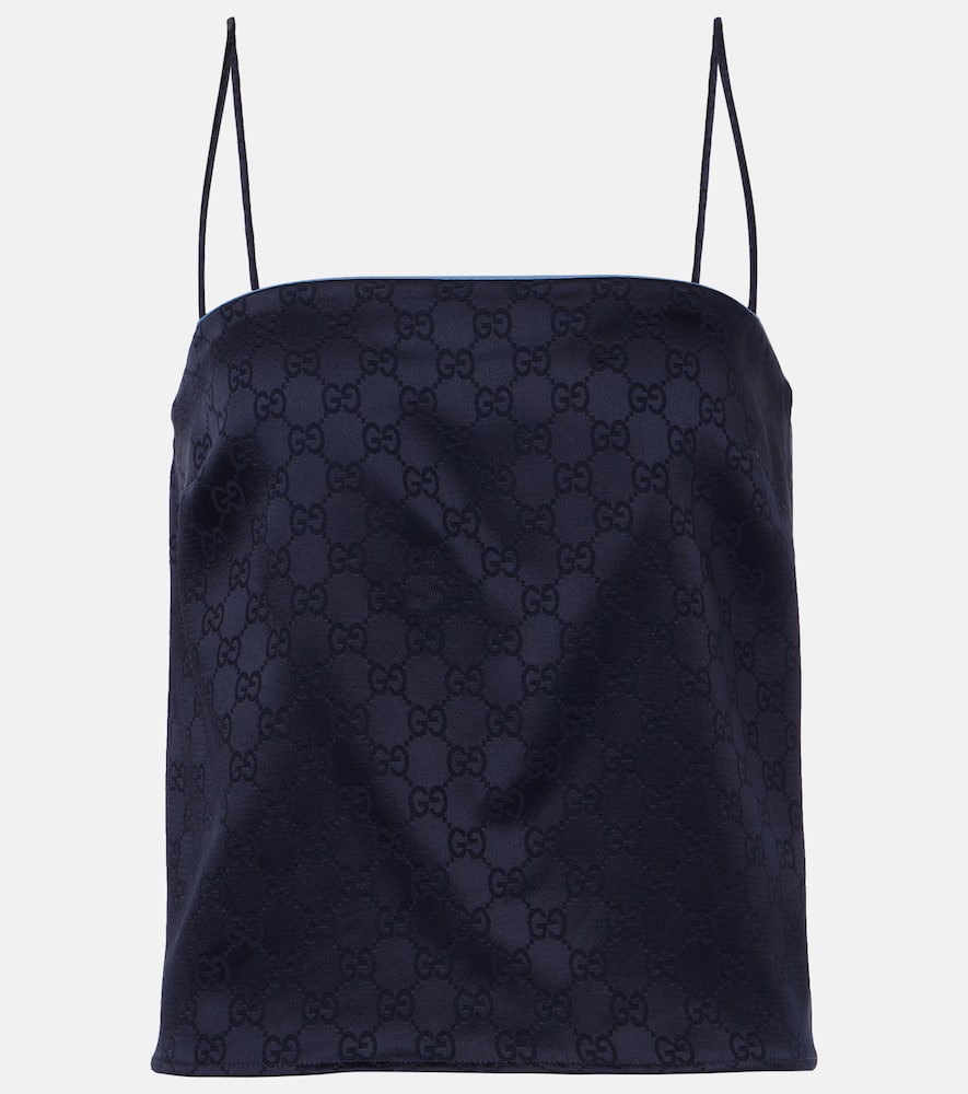 Gucci Top Gg Aus Satin In Blau