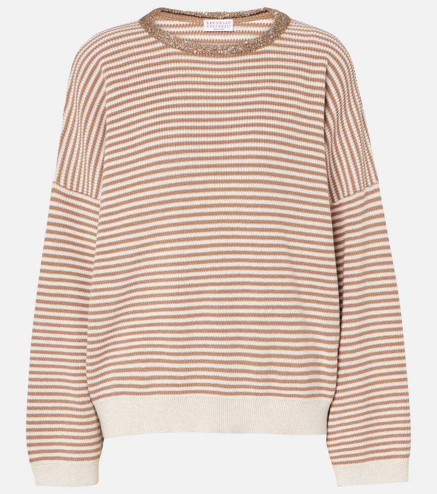 Brunello Cucinelli Sequined striped cotton sweater
