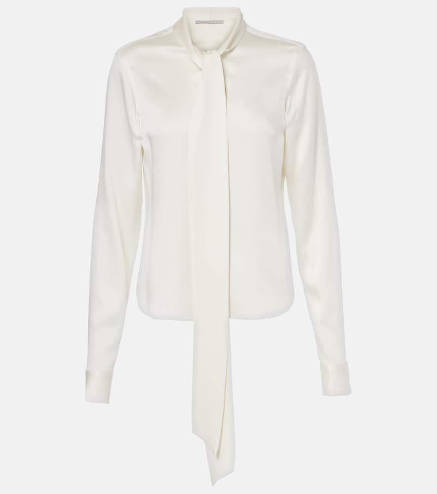 Tie-neck satin blouse