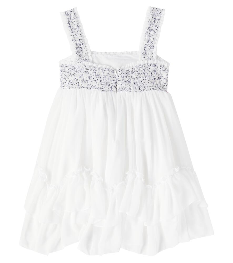 Patachou Verziertes Kleid Aus Tweed Und Chiffon In Weiss